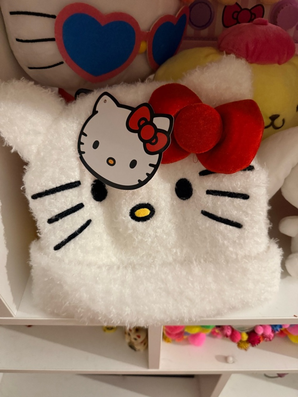 Hello Kitty Plush Beany - White with Red Bow